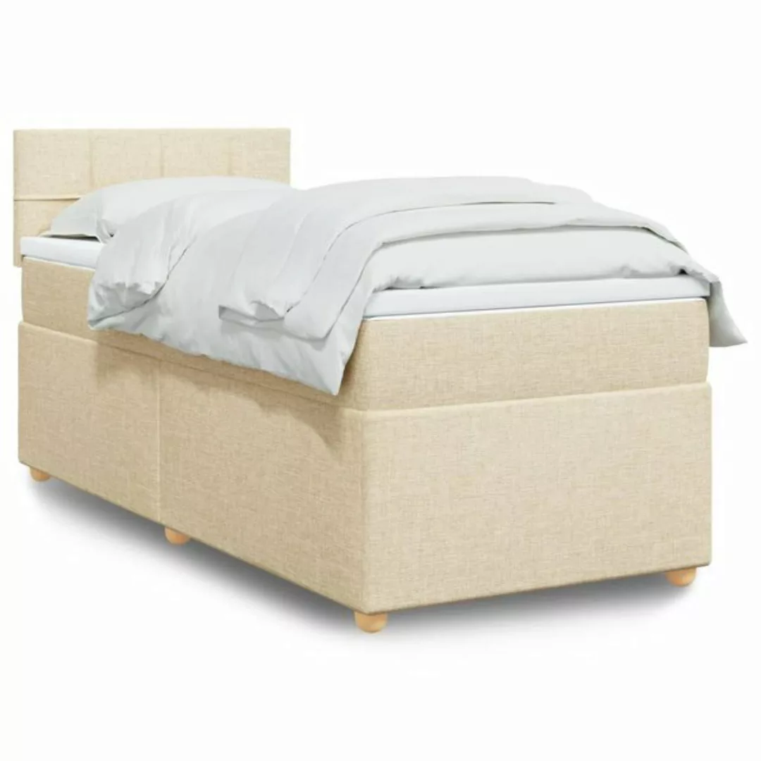 vidaXL Boxspringbett, Boxspringbett mit Matratze Creme 90x190 cm Stoff günstig online kaufen