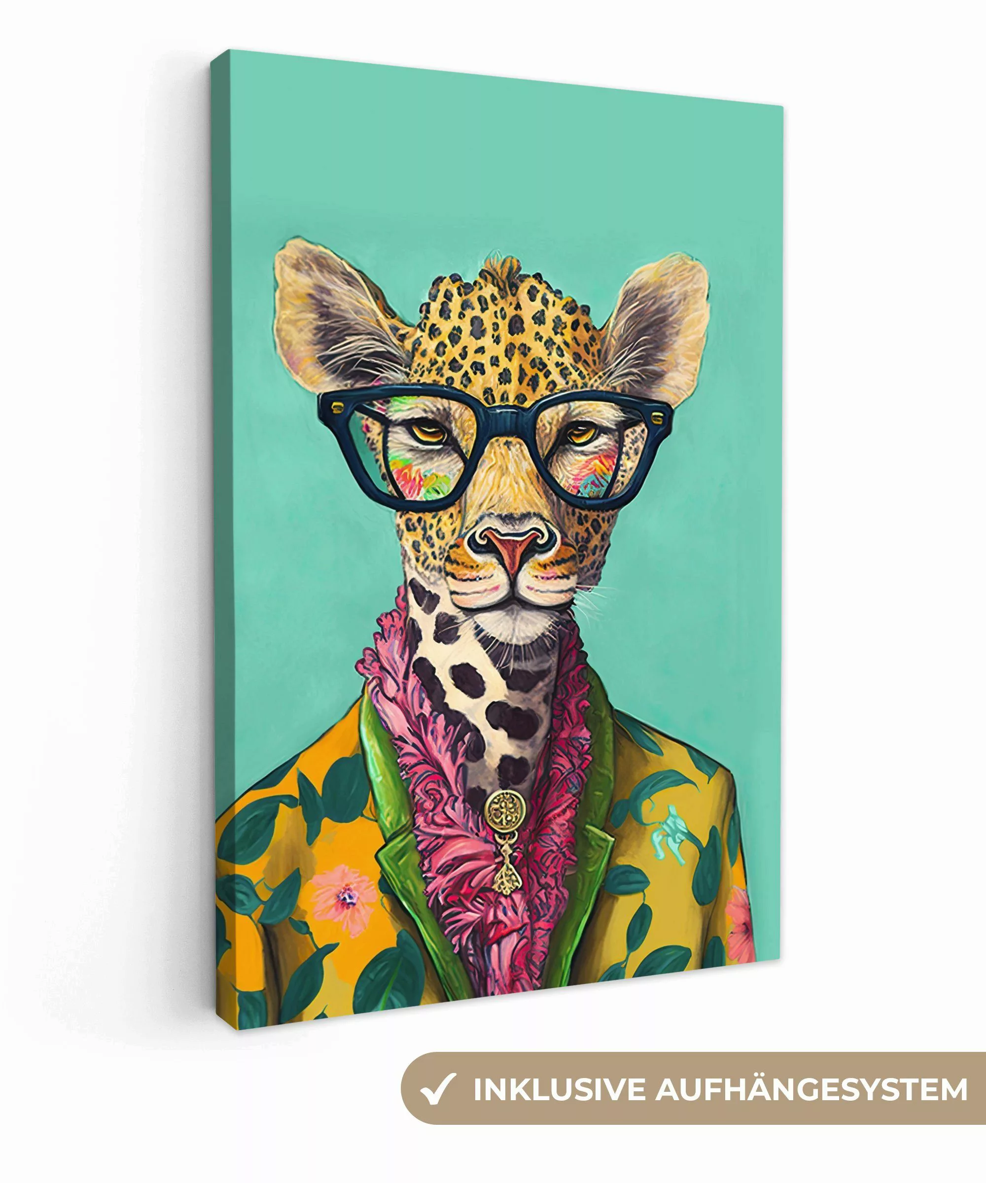OneMillionCanvasses® Leinwandbild Blätter - Brille - günstig online kaufen