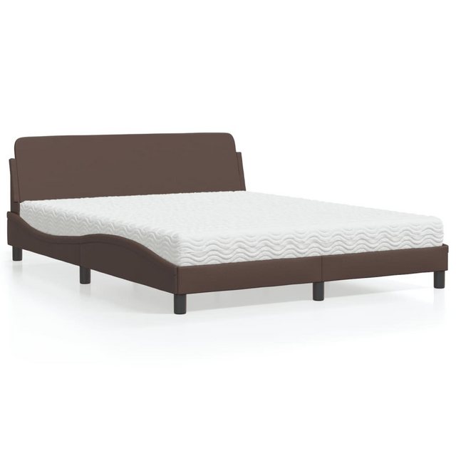 vidaXL Bett Bett mit Matratze Braun 160x200 cm Kunstleder günstig online kaufen