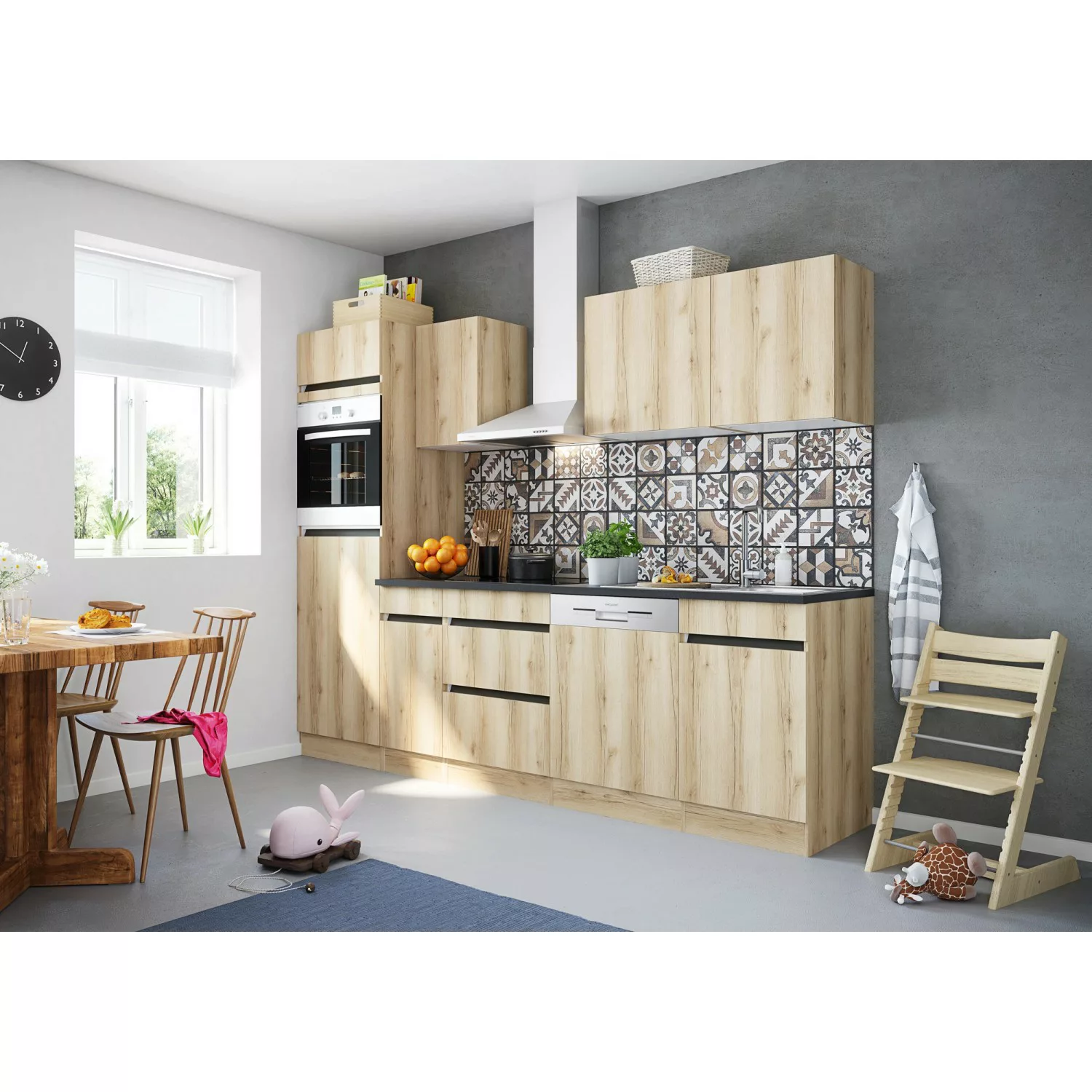 Optifit Küchenzeile OPTIkombi Kaya290 mit E-Geräten 270 cm Breite Wildeiche günstig online kaufen