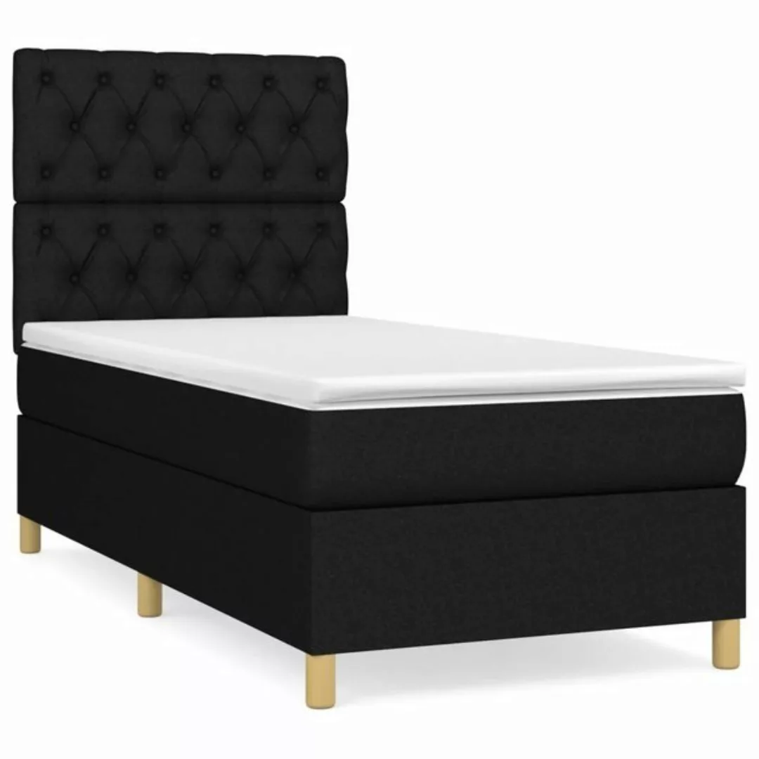 furnicato Bett Boxspringbett mit Matratze Schwarz 80x200 cm Stoff (1-tlg) günstig online kaufen