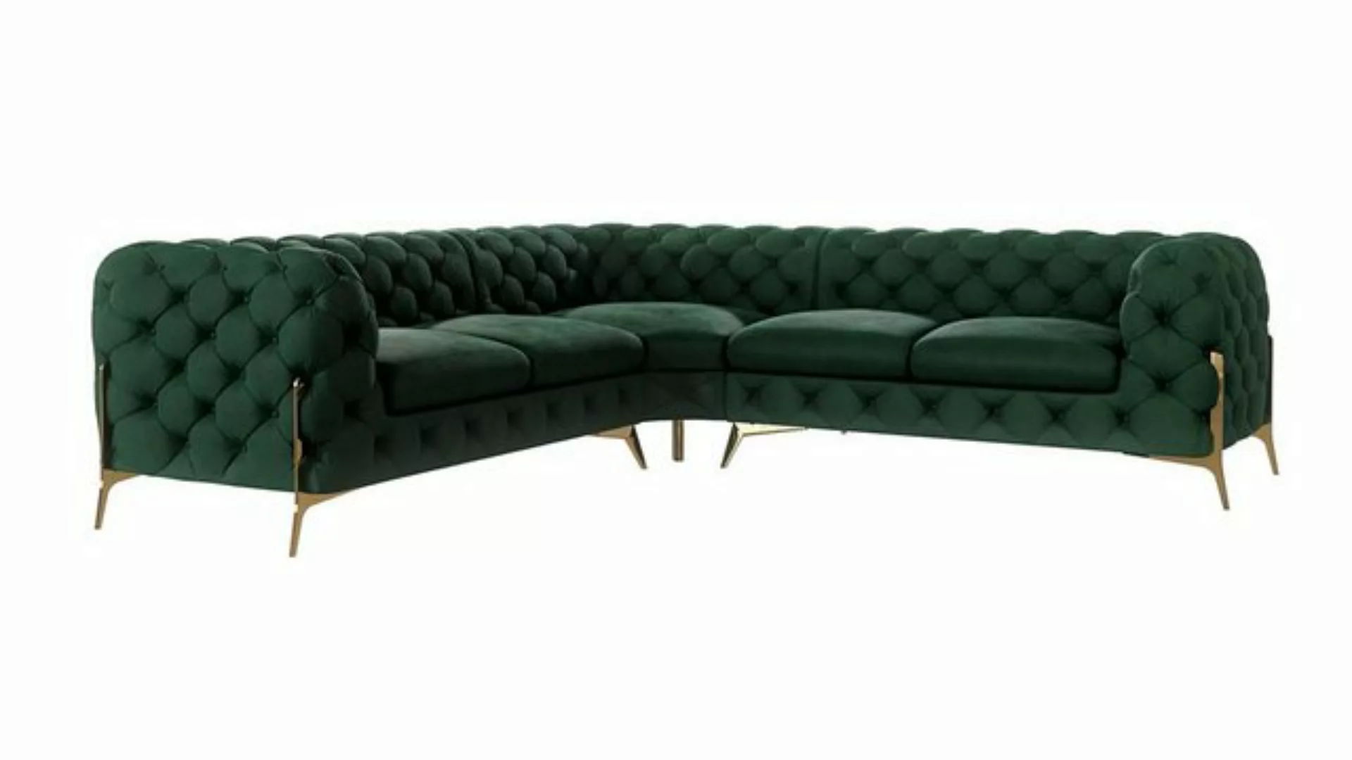 S-Style Möbel Ecksofa Chesterfield Ashley mit Goldene Metall Füßen, mit Wel günstig online kaufen