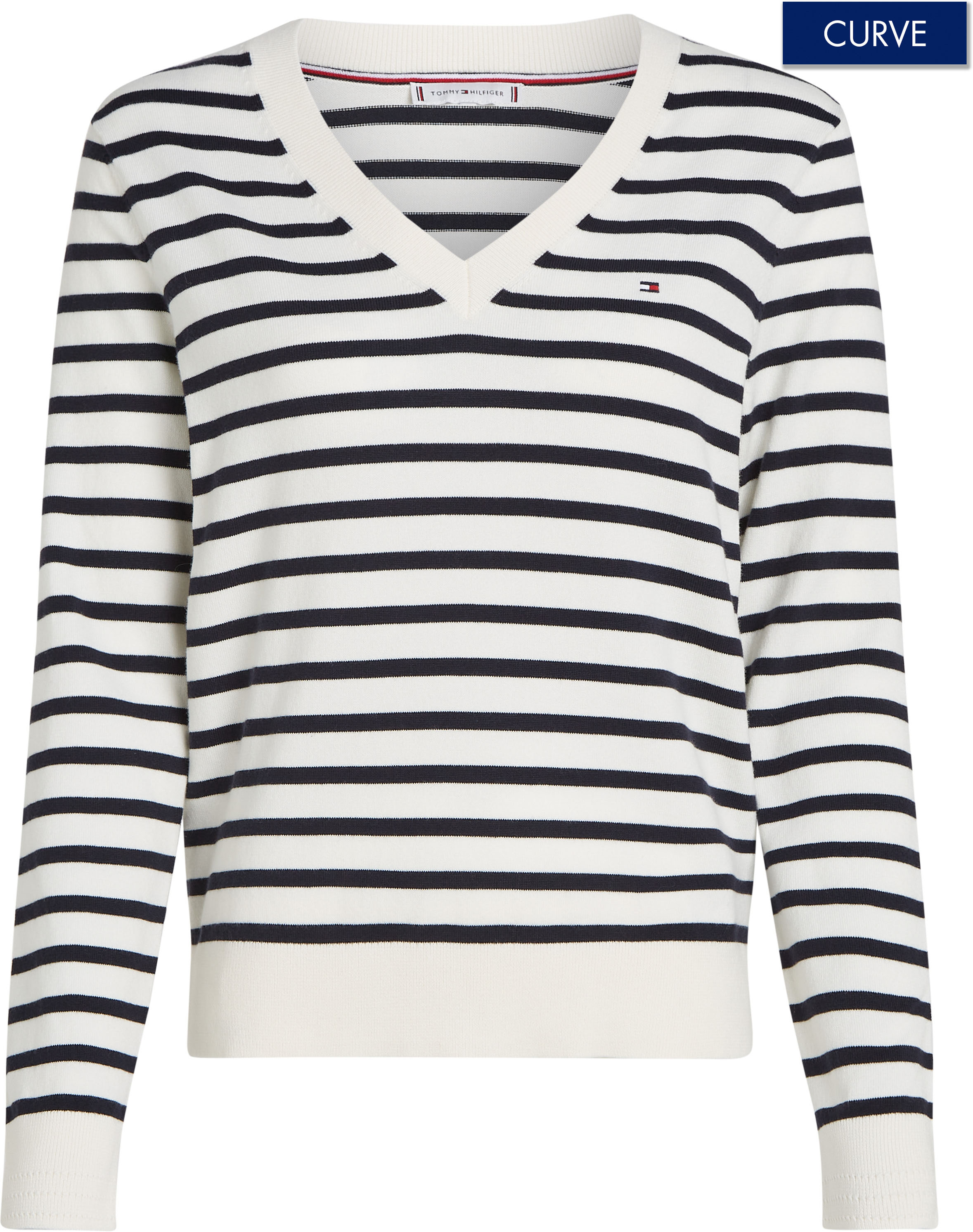 Tommy Hilfiger Curve V-Ausschnitt-Pullover "CRV CO JERSEY STITCH V-NK SWEAT günstig online kaufen