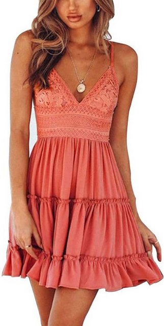 KIKI A-Linien-Kleid Damen Sommerkleid MiniKleid Blumendruck Langes Kleid St günstig online kaufen
