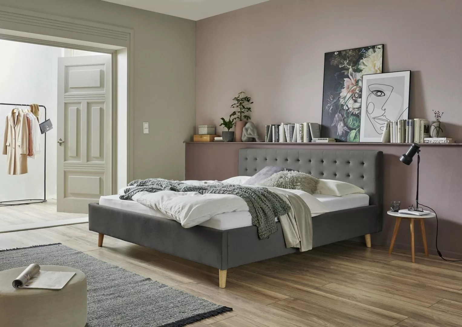 meise.möbel Polsterbett aus Stoff in grau (LxB: 200x180 cm) günstig online kaufen