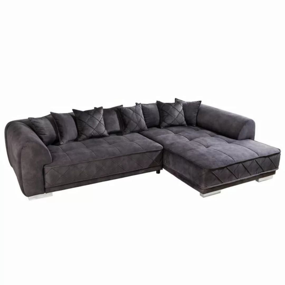 riess-ambiente Ecksofa DECADENCIA 320cm dunkelgrau · XXL Couch aus Samt ink günstig online kaufen