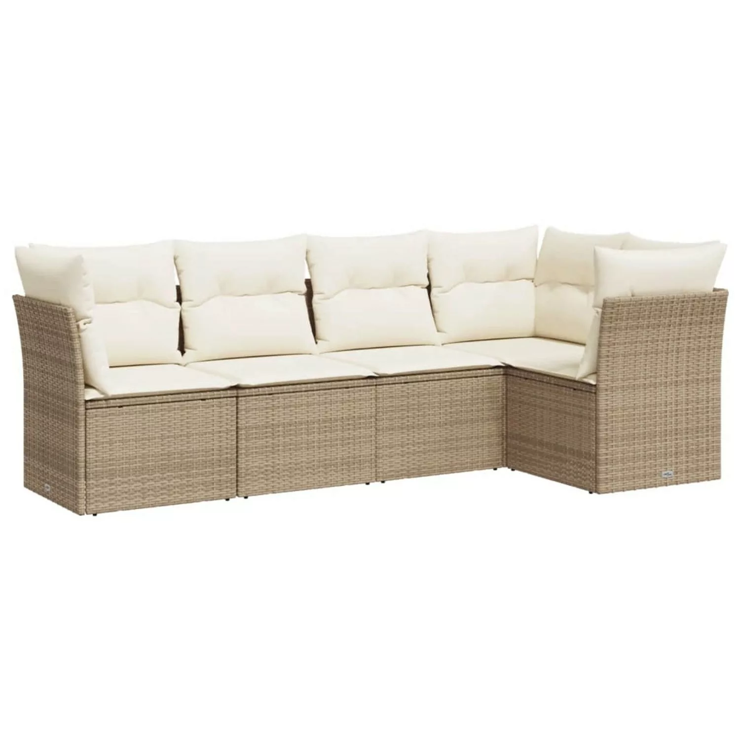 vidaXL 5-tlg Garten-Sofagarnitur mit Kissen Beige Poly Rattan Modell 16 günstig online kaufen