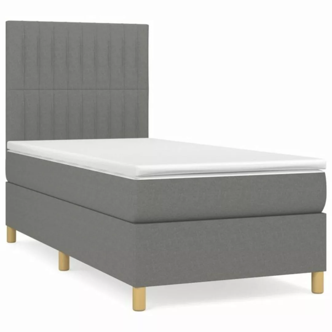 vidaXL Bettgestell Boxspringbett mit Matratze Dunkelgrau 90x190 cm Stoff Be günstig online kaufen