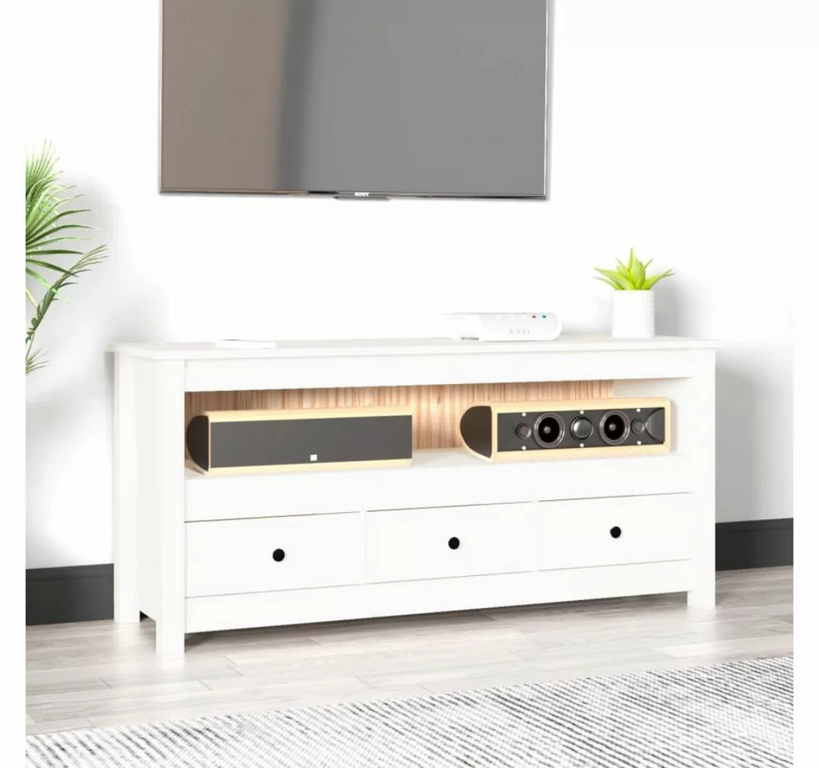 vidaXL TV-Schrank TV-Schrank Weiß 114x35x52 cm Massivholz Kiefer günstig online kaufen