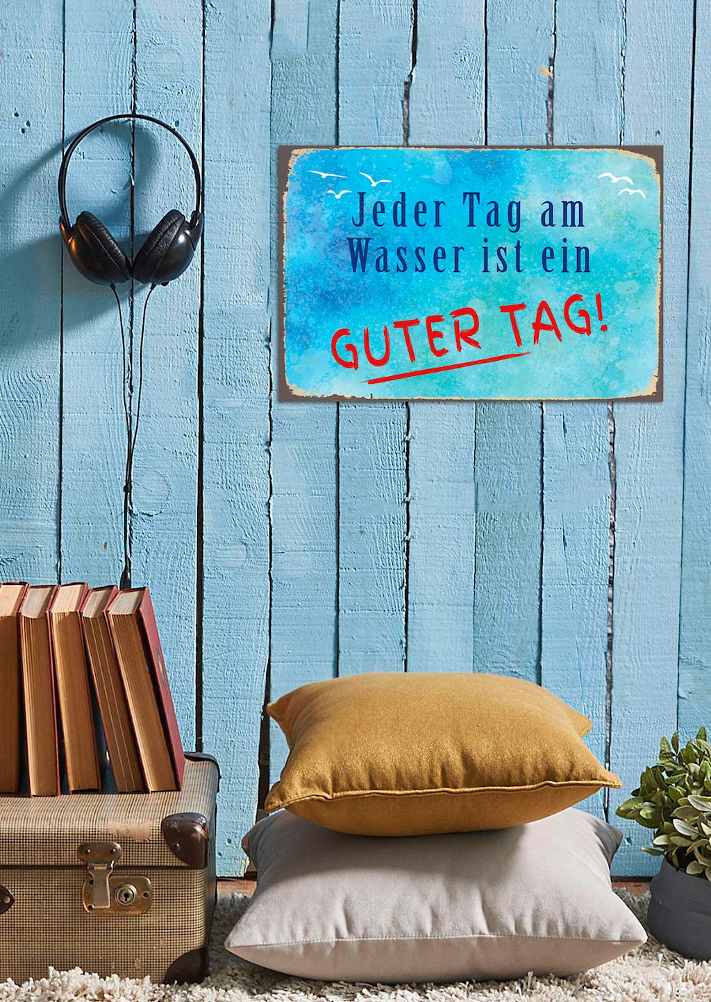 queence Metallbild "Guter Tag", Schriftzüge-Schriftzug, (1 St.), Stahlschil günstig online kaufen