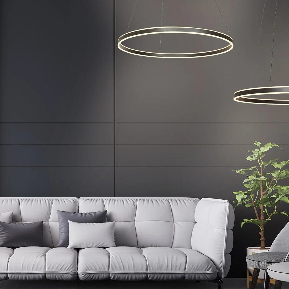 LED Pendelleuchte Ringlux in Schwarz 2x 30W 5400lm günstig online kaufen
