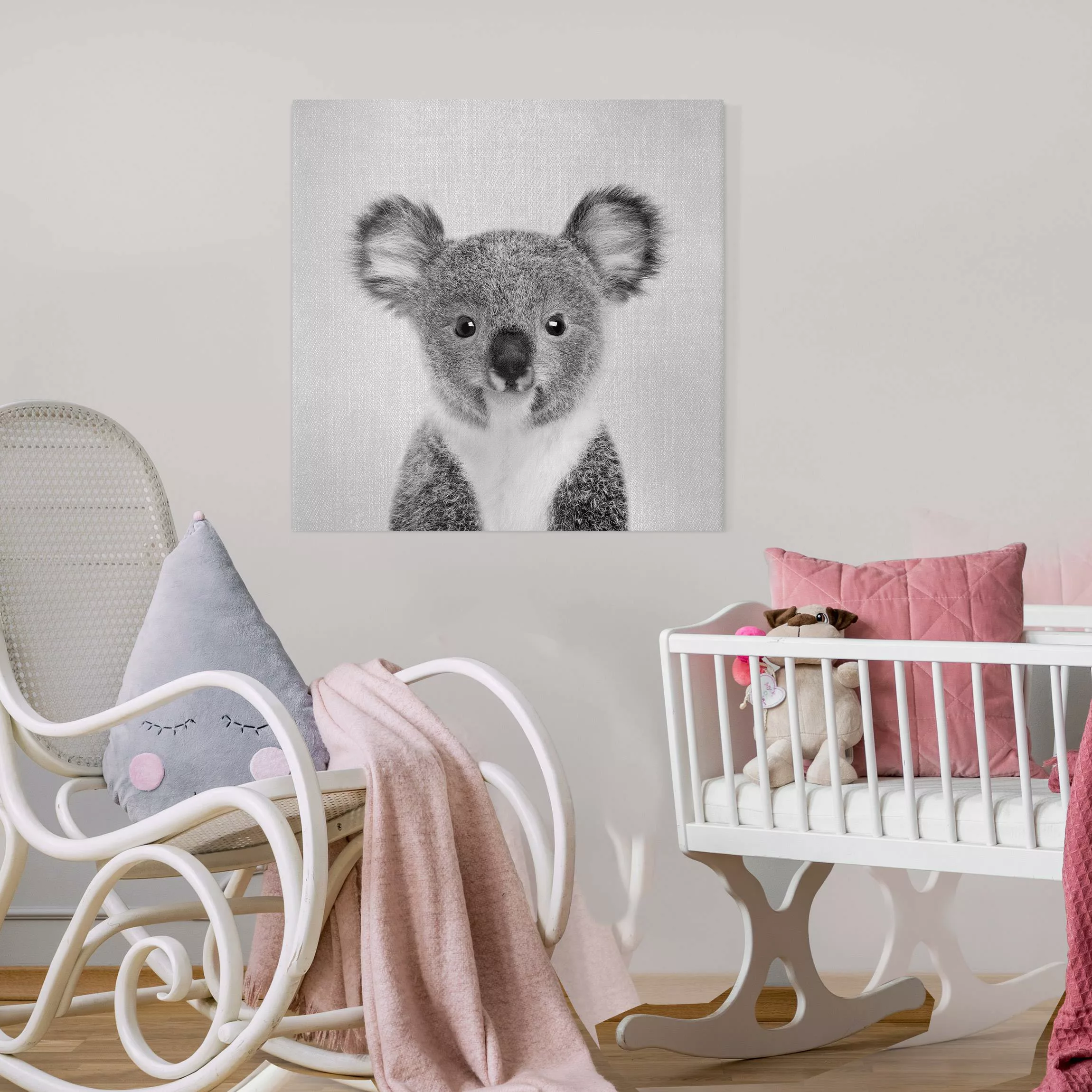 Leinwandbild Baby Koala Klara Schwarz Weiß günstig online kaufen