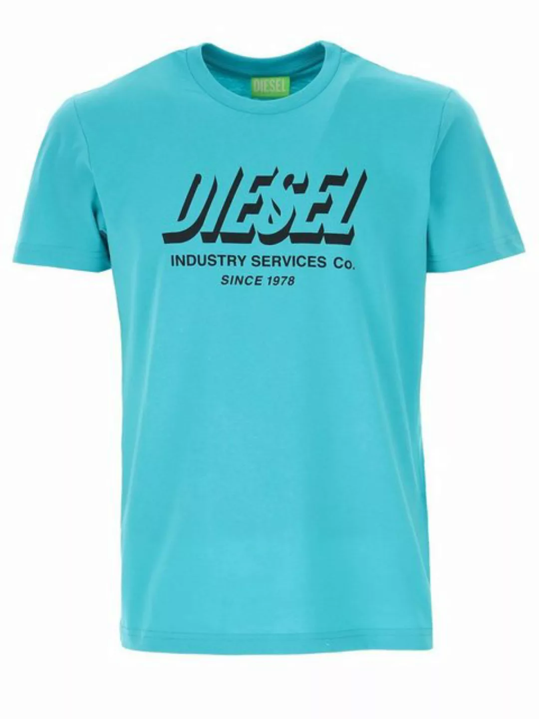 Diesel Rundhalsshirt Logo Print Slim Fit Türkis Bio Baumwolle - T-DIEGOS-A5 günstig online kaufen