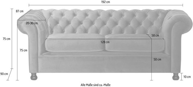 Home affaire Chesterfield-Sofa Chesterfield Home 3-Sitzer B/T/H: 192/87/75 günstig online kaufen