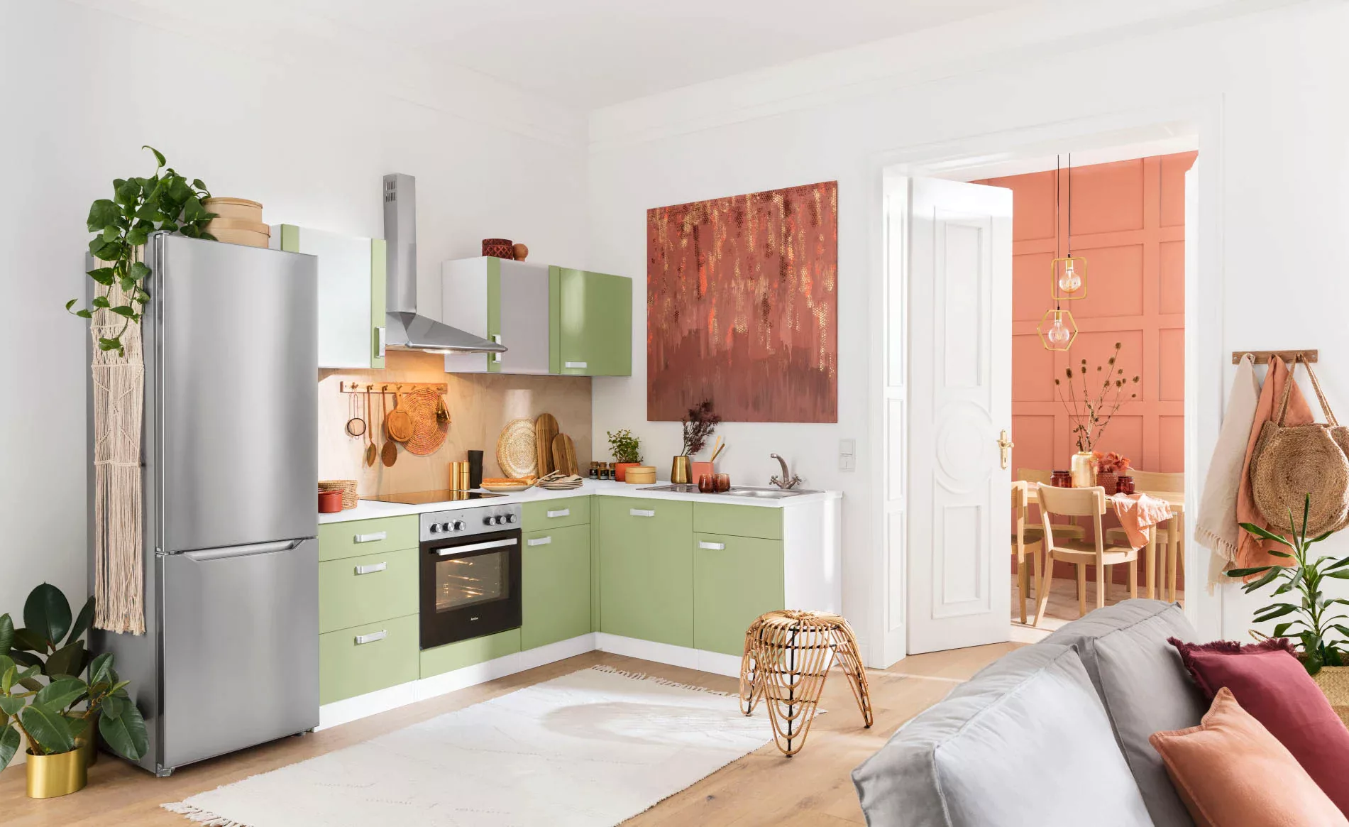 wiho Küchen Winkelküche "Husum", mit E-Geräten, Stellbreite 220 x 170 cm günstig online kaufen