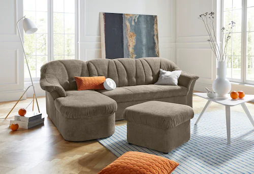 DOMO collection Ecksofa "Pegnitz, elegante Rückensteppung, kompakte Stellma günstig online kaufen