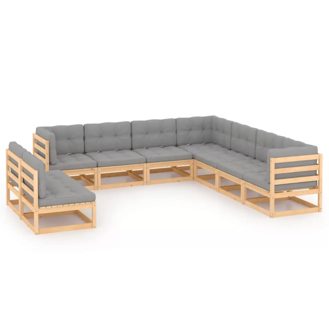 9-tlg. Garten-lounge-set Mit Kissen Kiefer Massivholz günstig online kaufen