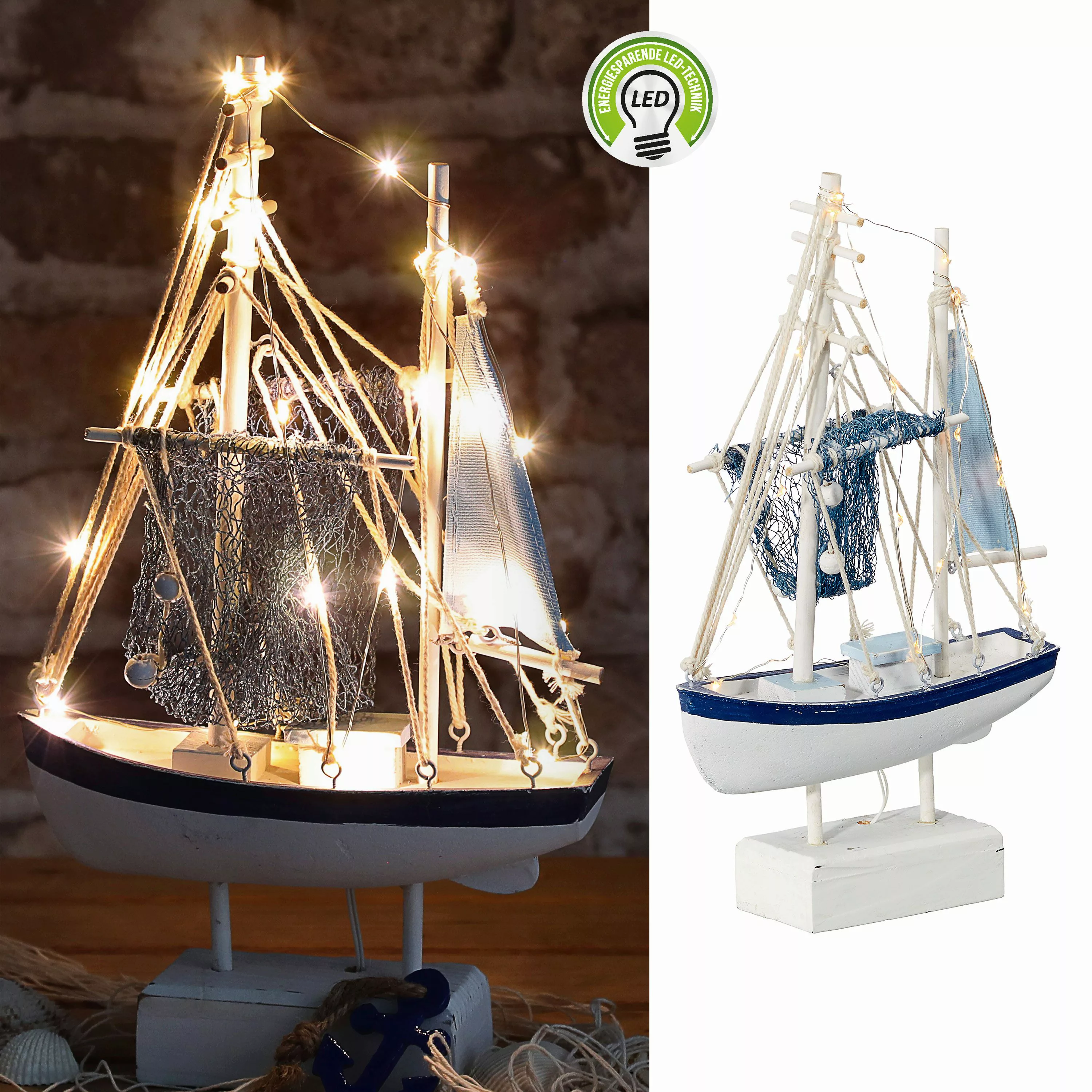 CEPEWA Dekoobjekt LED Fischkutter H32cm Boot günstig online kaufen