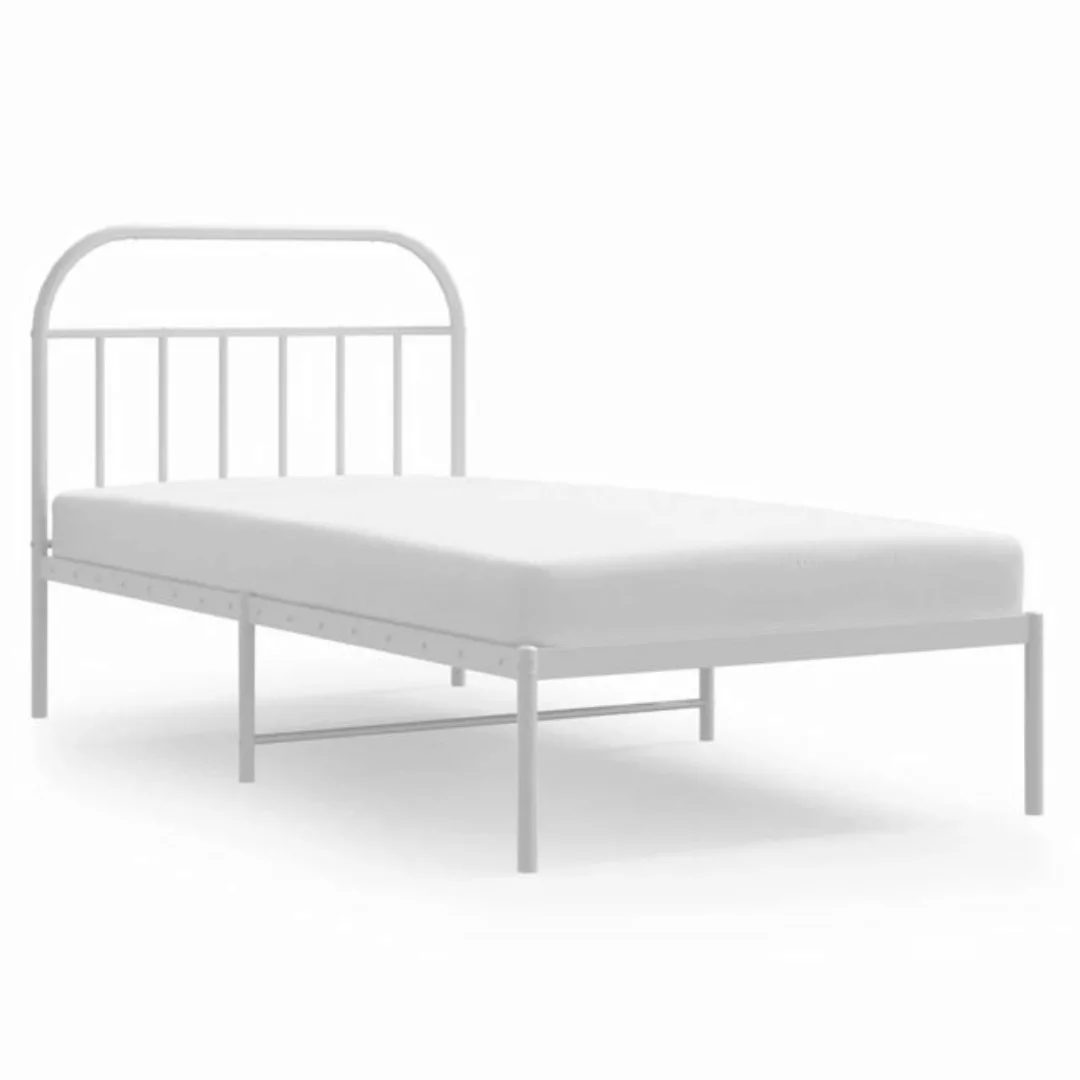 furnicato Bett Bettgestell mit Kopfteil Metall Weiß 100x190 cm günstig online kaufen
