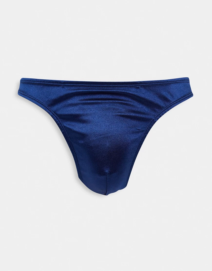 ASOS DESIGN – Tanga aus Mikrofaser in Blau günstig online kaufen