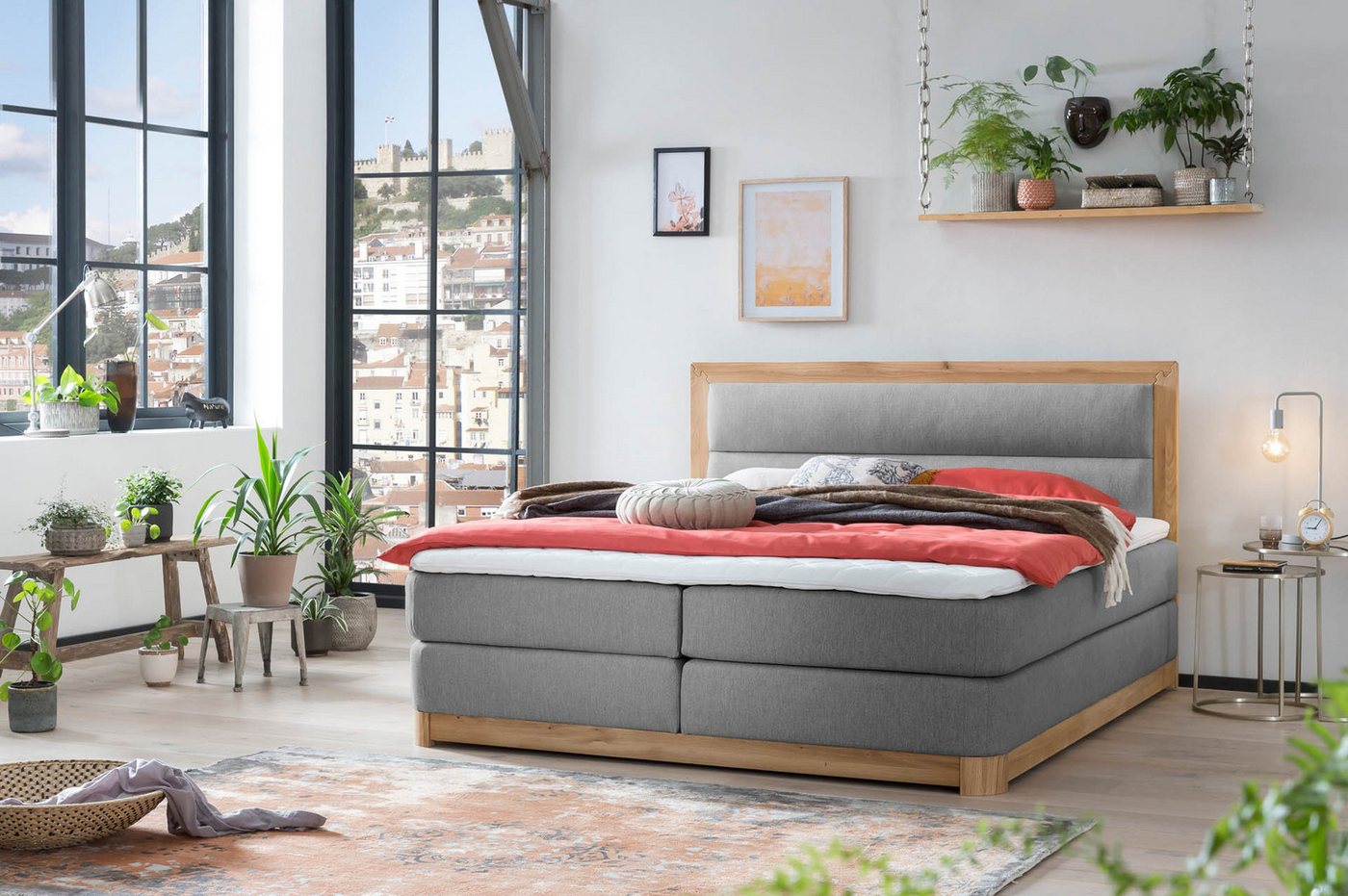 Belanoti Boxspringbett Age (Boxspringbett 180x200 Eiche 7-Zonen Taschenfede günstig online kaufen