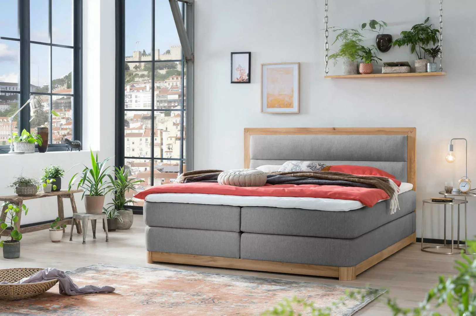 Belanoti Boxspringbett Age (Boxspringbett 160x200 Eiche 7-Zonen Taschenfede günstig online kaufen