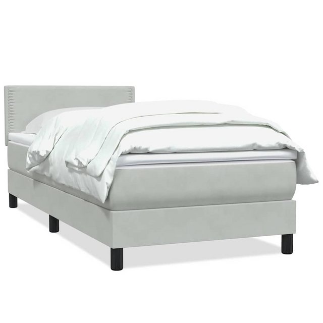 vidaXL Boxspringbett, Boxspringbett mit Matratze Hellgrau 100x220 cm Samt günstig online kaufen