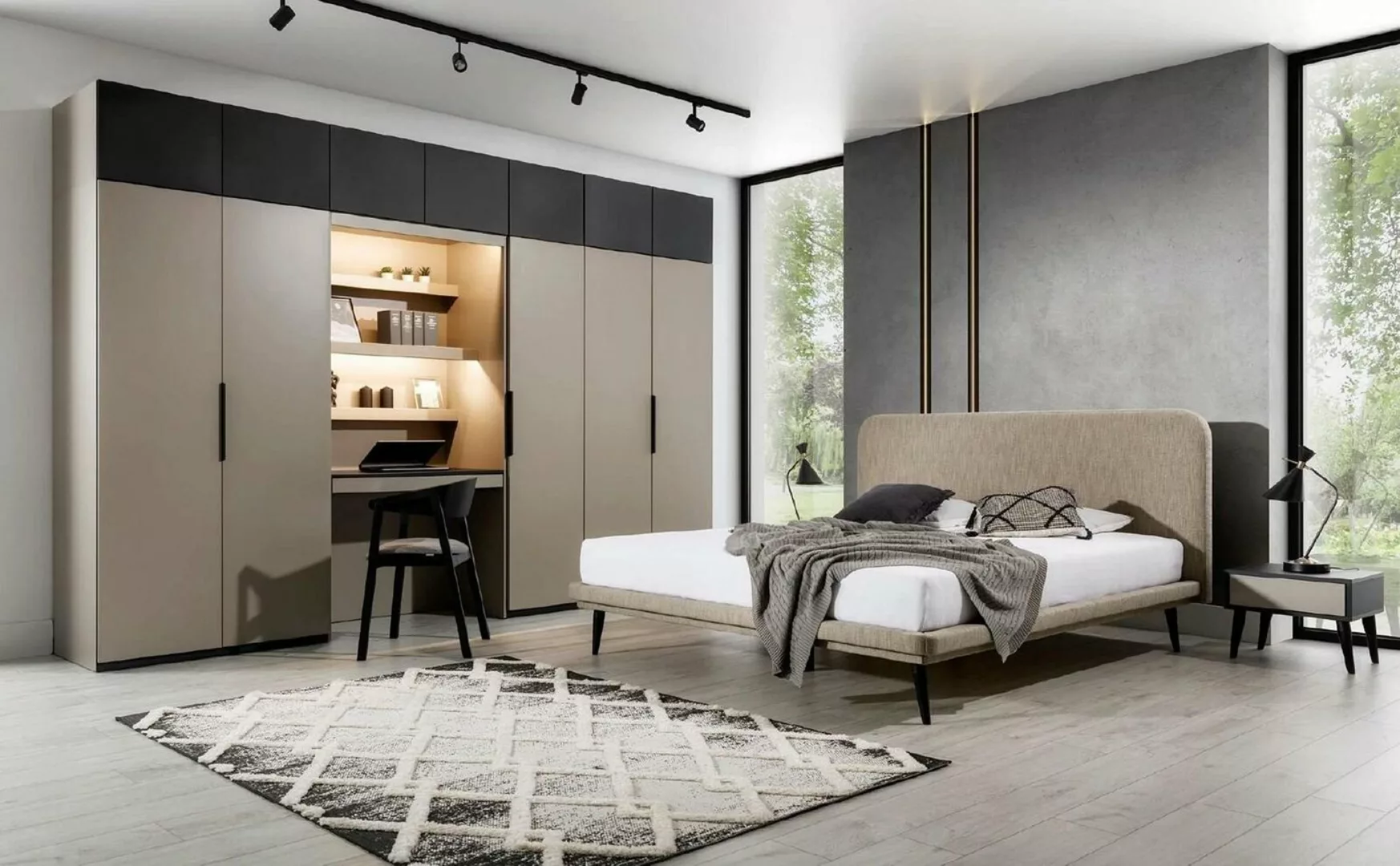 JVmoebel Kleiderschrank Kleiderschrank Grau Elegantes Holz Schlafzimmer Des günstig online kaufen