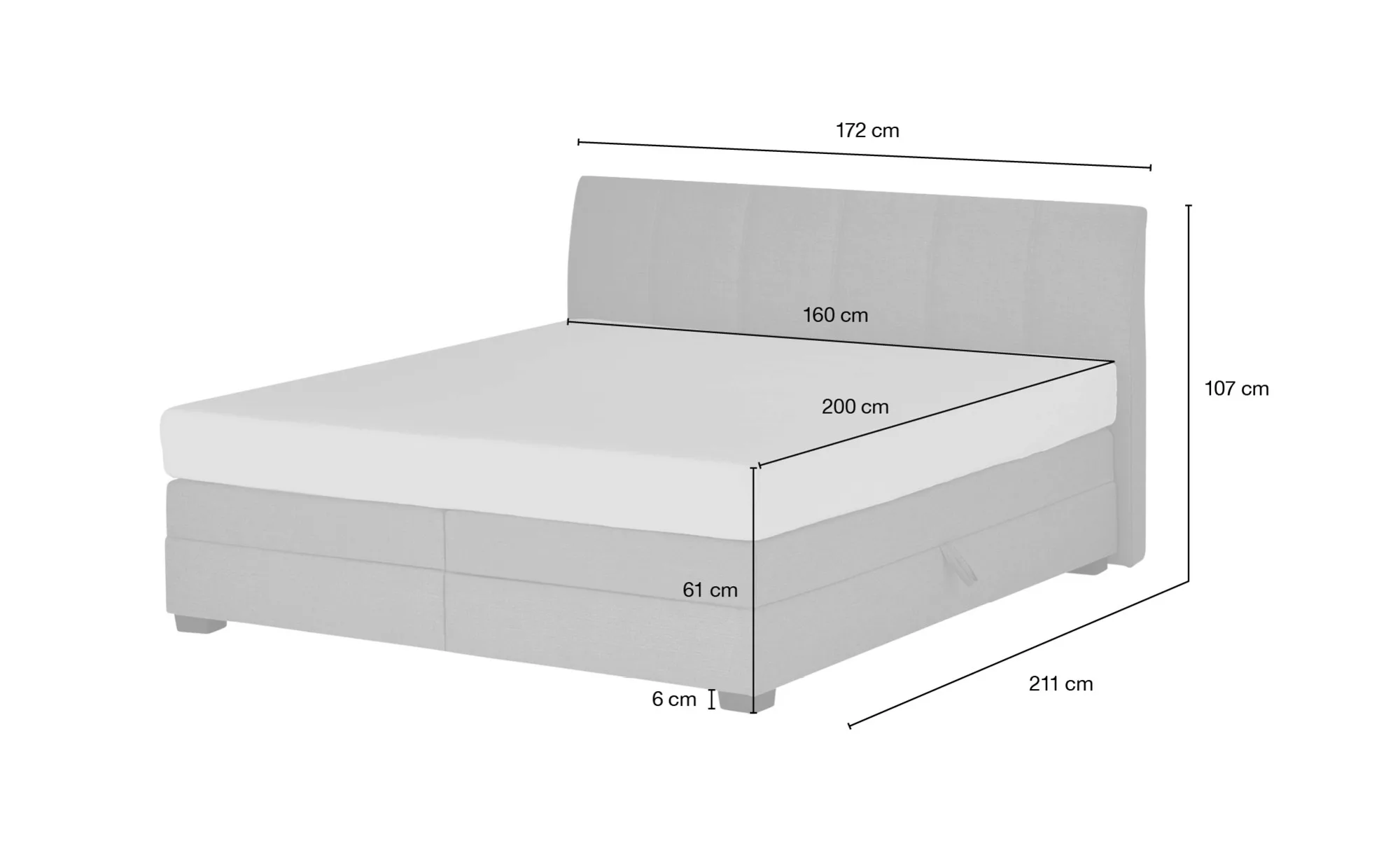 vanDoorn Boxspringbett  Chiara ¦ blau ¦ Maße (cm): B: 172 H: 107 Betten > B günstig online kaufen