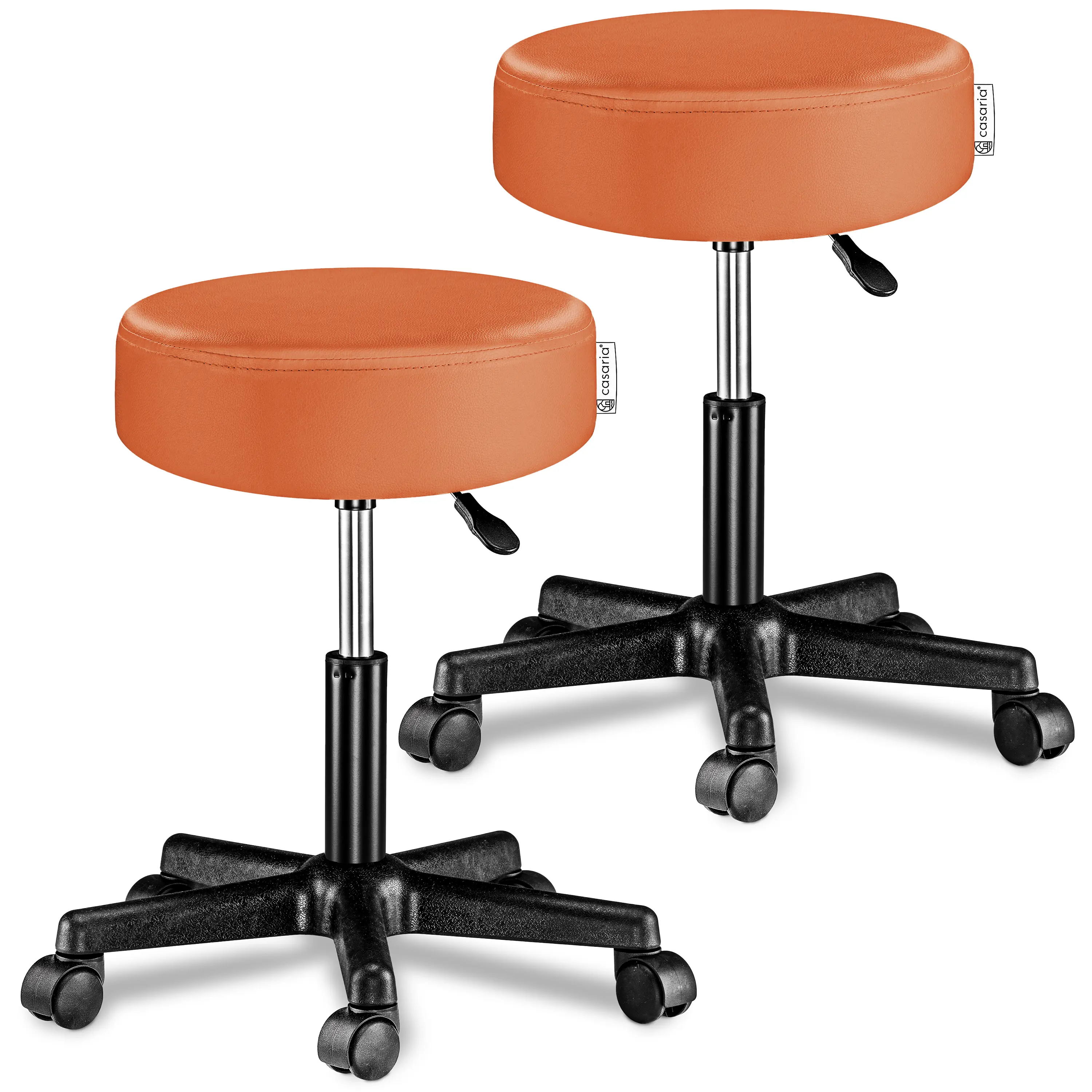 Rollhocker Kunstleder 2er-Set Orange 360° drehbar günstig online kaufen