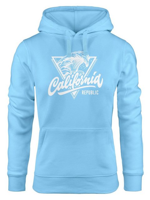 Neverless Hoodie California Republic Kapuzen-Pullover Design Wave Surf Hood günstig online kaufen