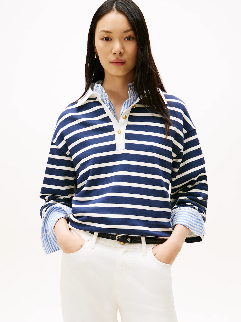 Tommy Hilfiger Sweatshirt "GOLD BUTTON RUGBY TERRY SWTSHRT" günstig online kaufen