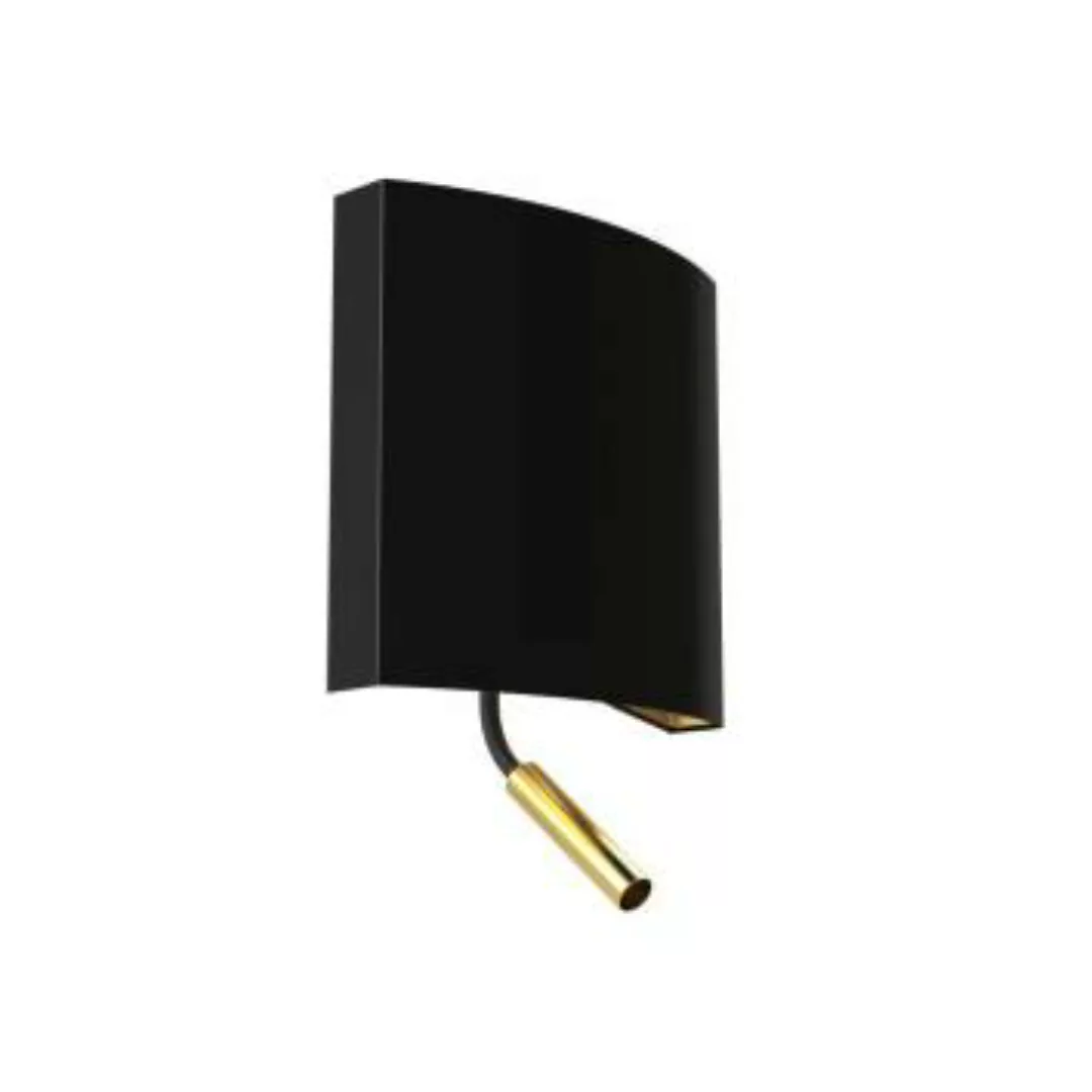 Wandlampe Schwarz Gold Messing mit Leselampe E27 + G9 günstig online kaufen
