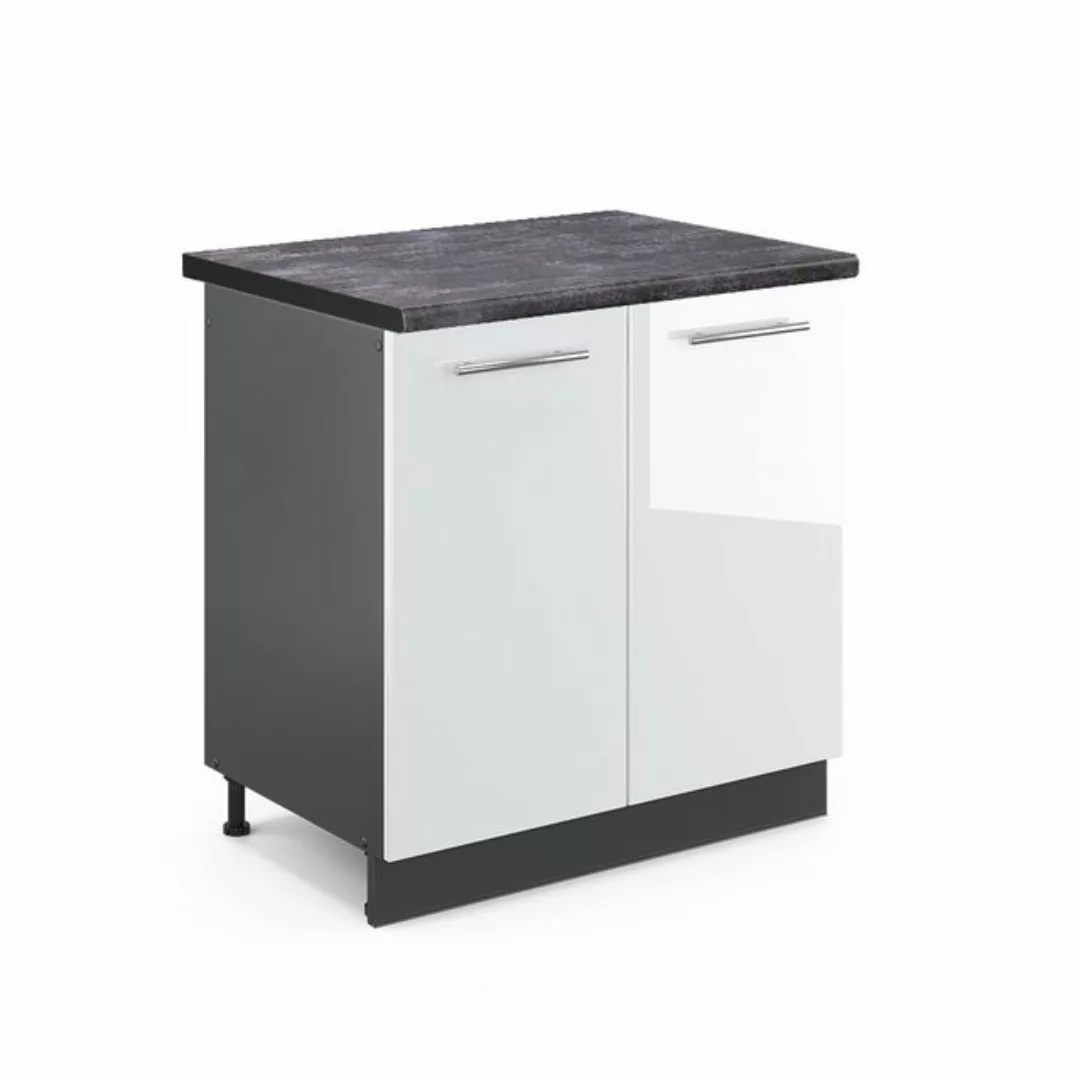 Vicco Spülenunterschrank Fame-Line, Weiß Hochglanz/Anthrazit, 80 cm, AP Eic günstig online kaufen