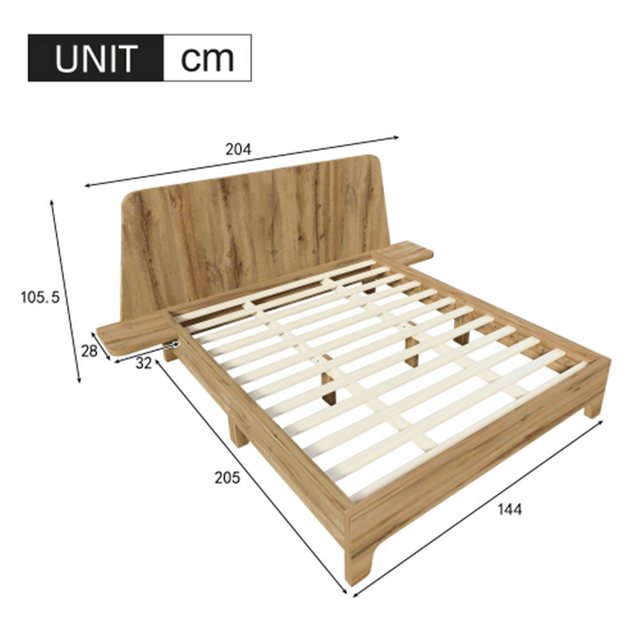 XDeer Holzbett Holzbett,Massivholzbett 140x200cm, Doppelbett Bettgestell mi günstig online kaufen