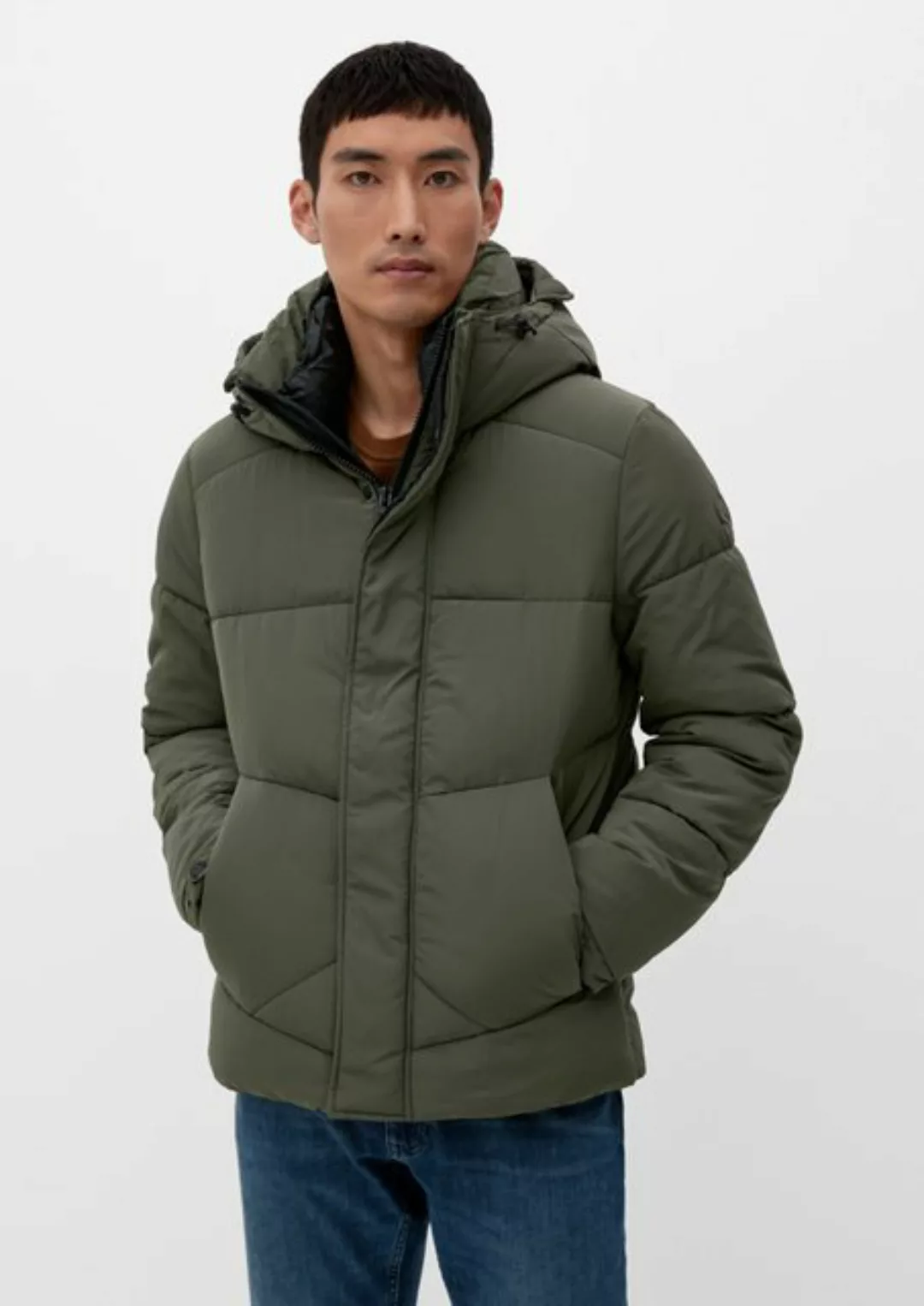 s.Oliver Outdoorjacke Warme Steppjacke mit Kapuze Label-Patch günstig online kaufen