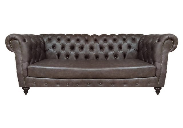 Xlmoebel Sofa Chesterfield Couch aus braunem Leder für das Wohnzimmer mit P günstig online kaufen