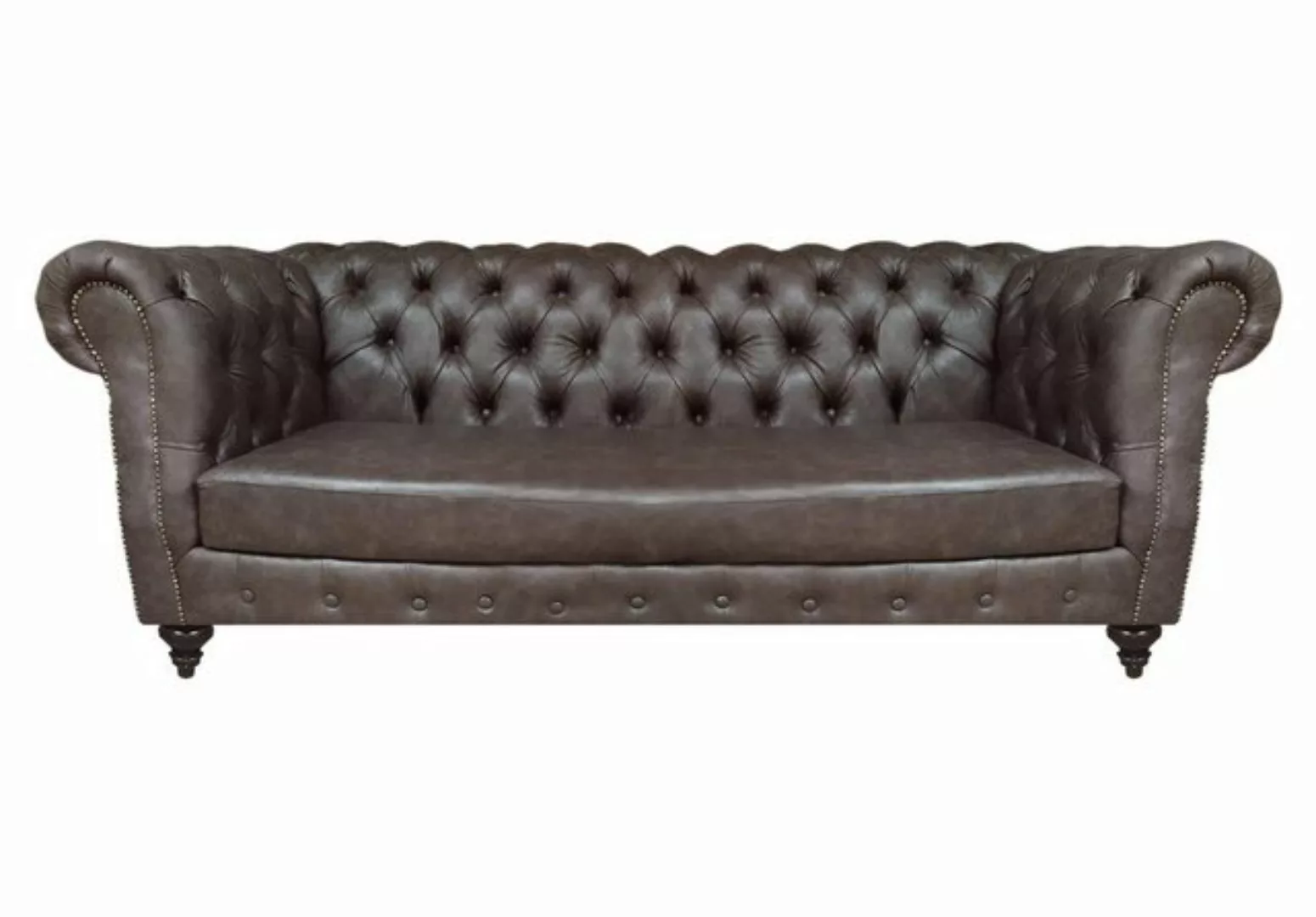 Xlmoebel Sofa Chesterfield Couch aus braunem Leder für das Wohnzimmer mit P günstig online kaufen