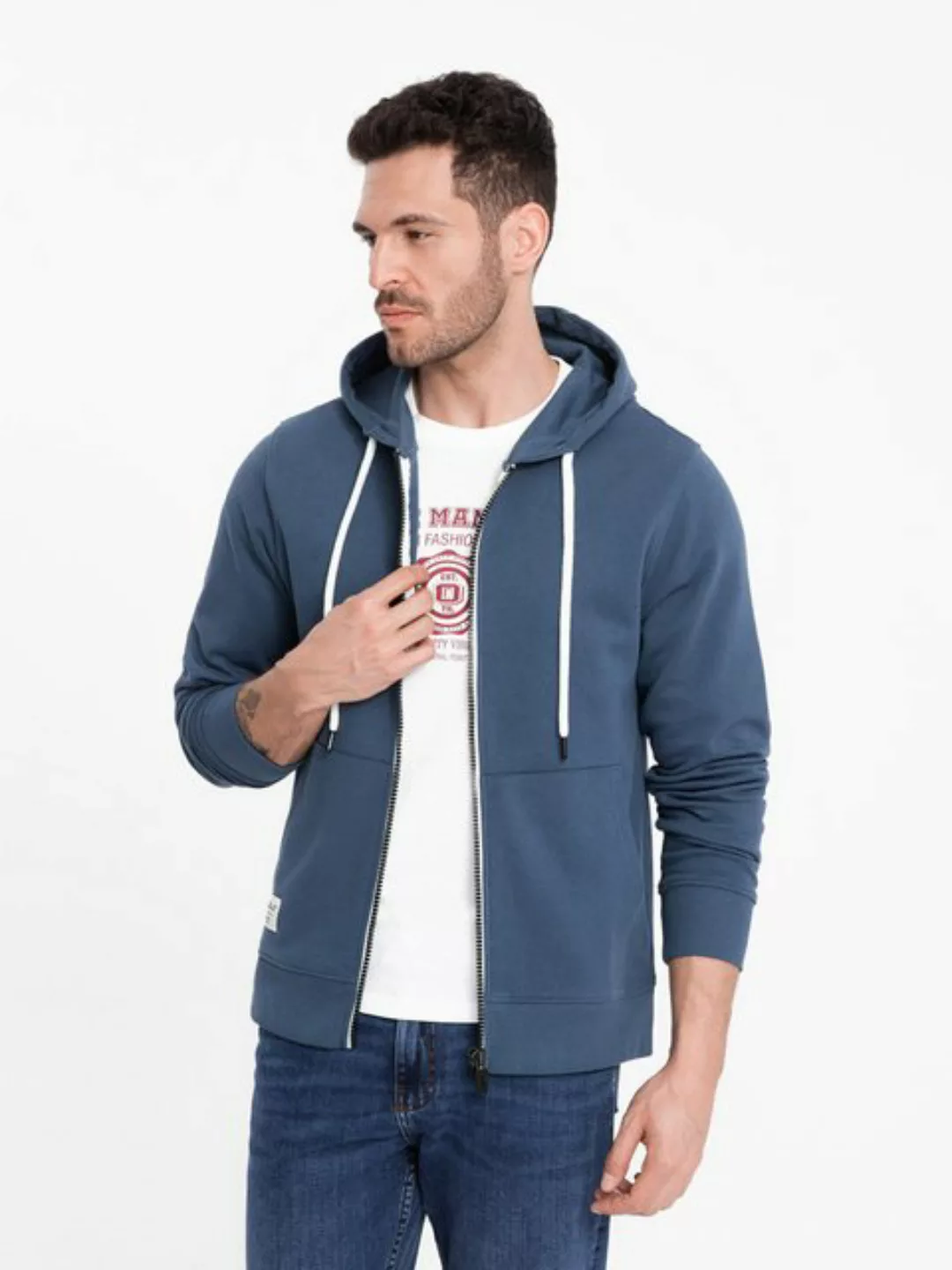 OMBRE Kapuzenpullover BASIC Herren Sweatshirt mit Reißverschluss und Kapuze günstig online kaufen