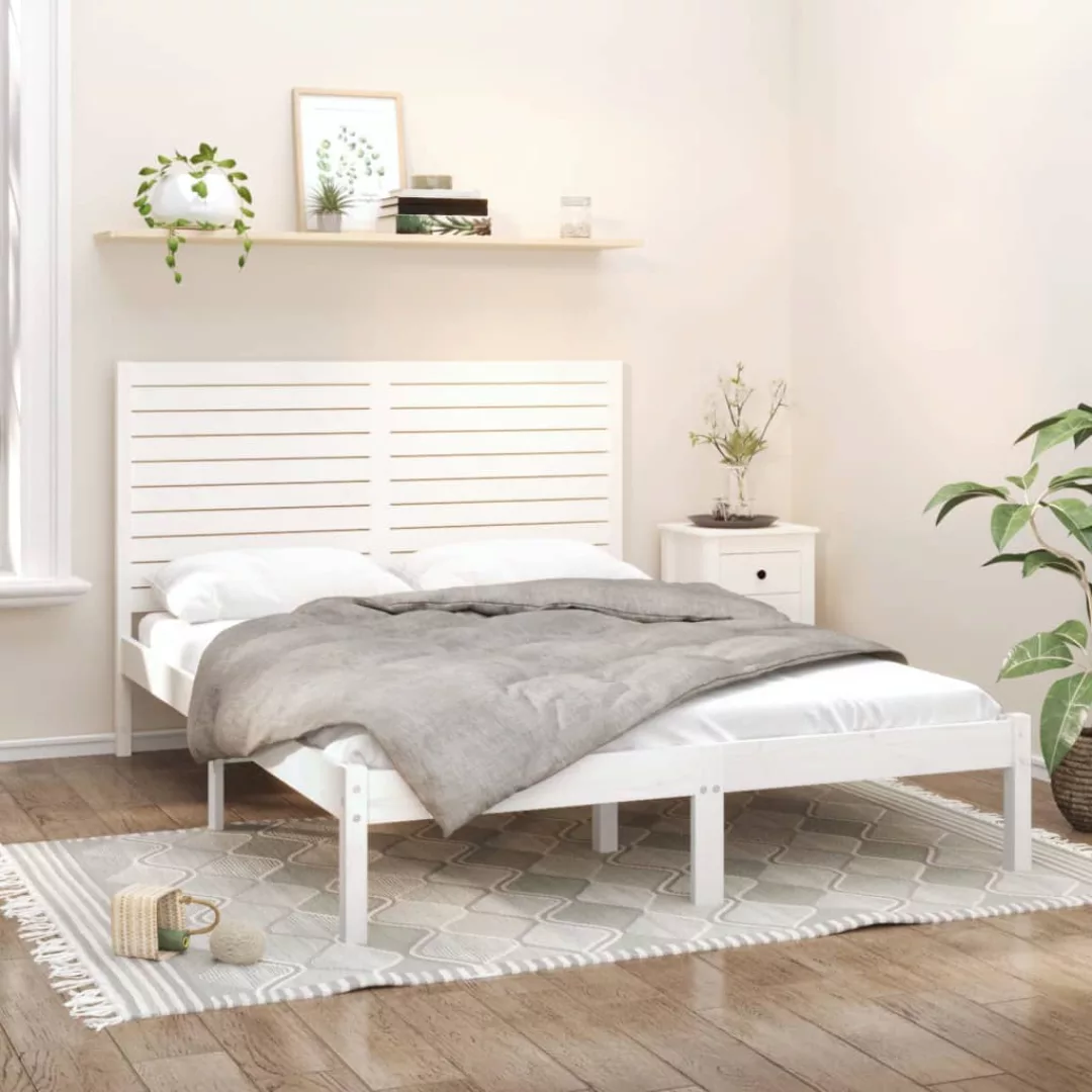 vidaXL Bettgestell Massivholzbett Weiß 120x200 cm Bett Bettrahmen Bettgeste günstig online kaufen