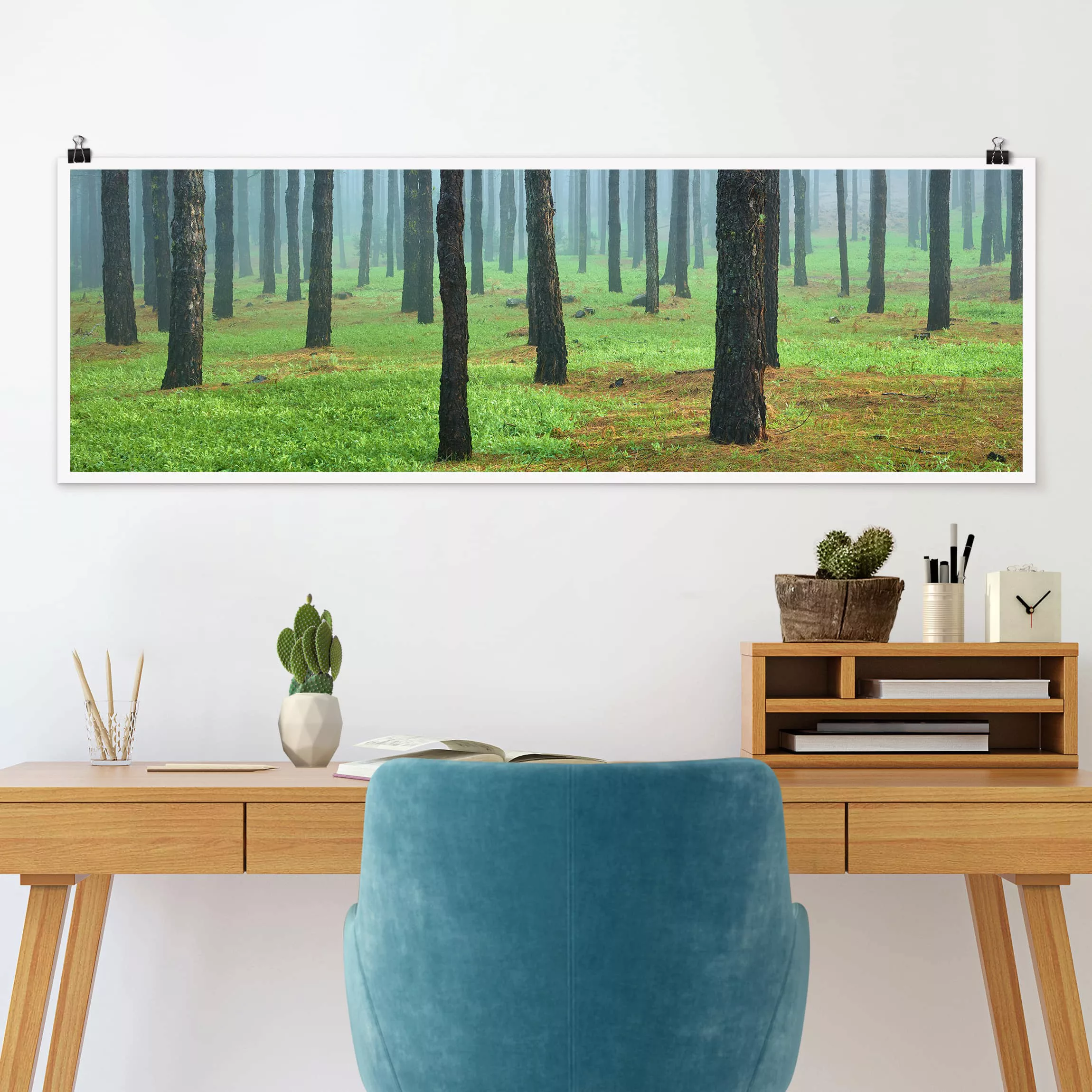 Panorama Poster Wald Tiefer Wald mit Kiefern auf La Palma günstig online kaufen