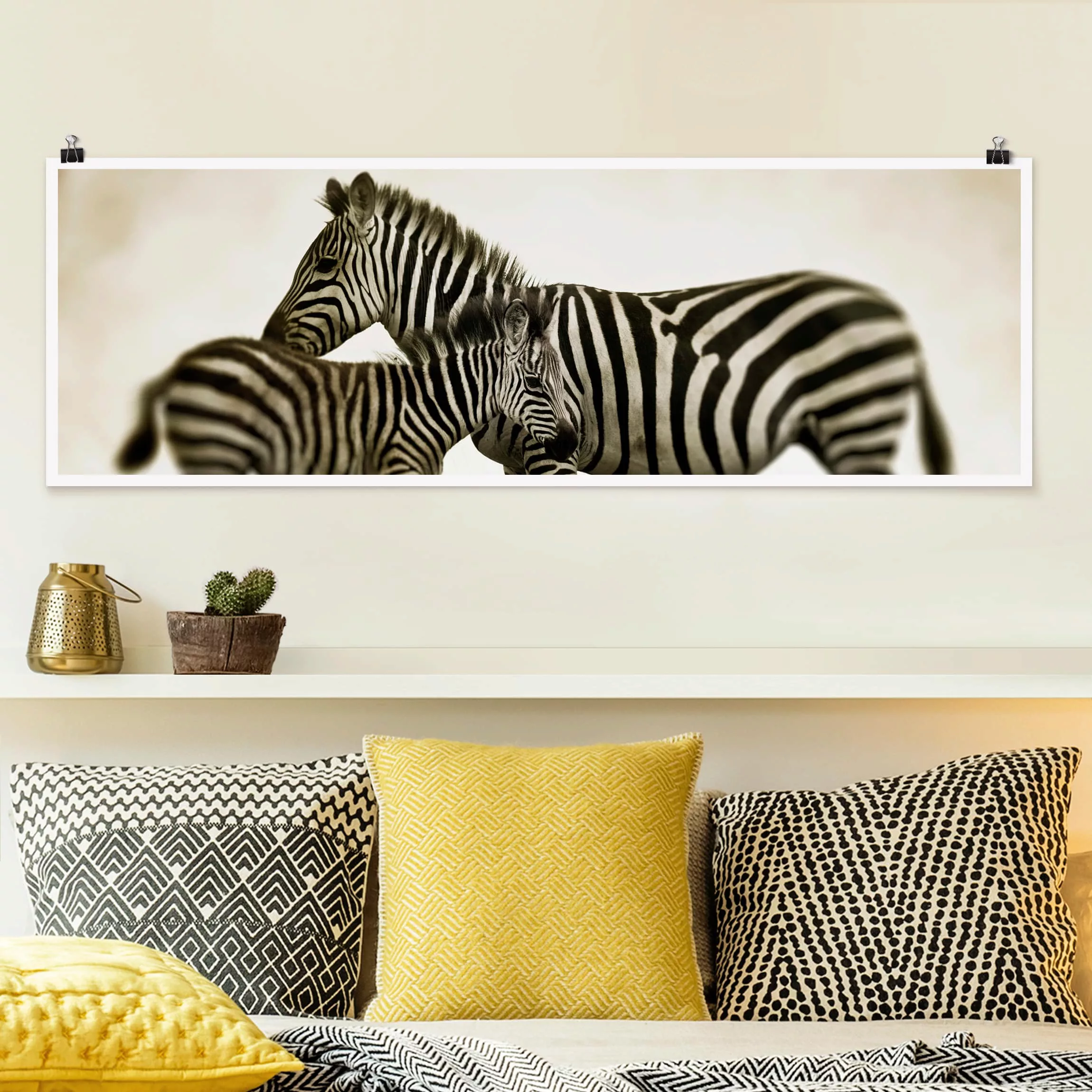 Panorama Poster Tiere Zebrapaar günstig online kaufen