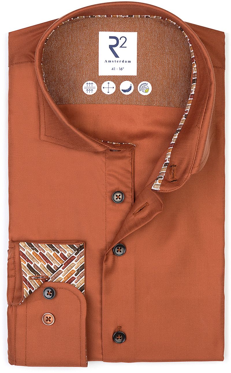 R2 Hemd Fine Twill Orange - Größe 42 günstig online kaufen