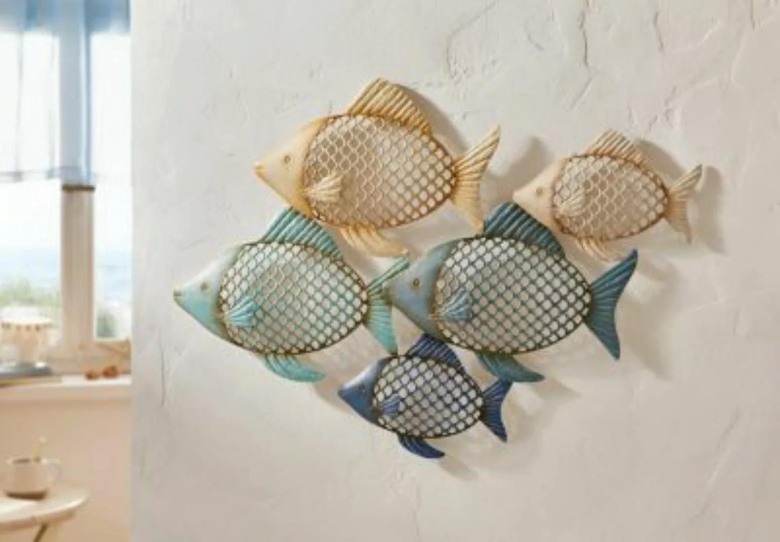 HOME Living Wanddeko Fischschwarm Wanddeko mehrfarbig günstig online kaufen