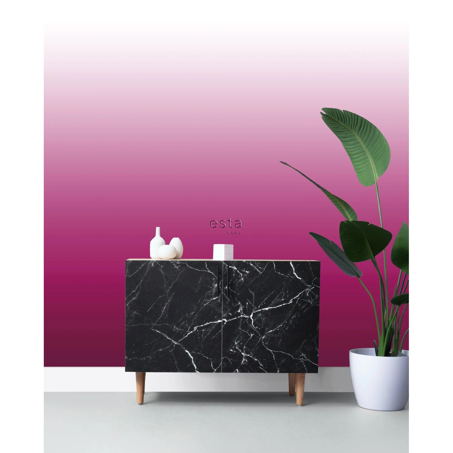 ESTAhome Fototapete Dip-Dye Muster Bonbonrosa und Weiß 100 x 279 cm 158819 günstig online kaufen