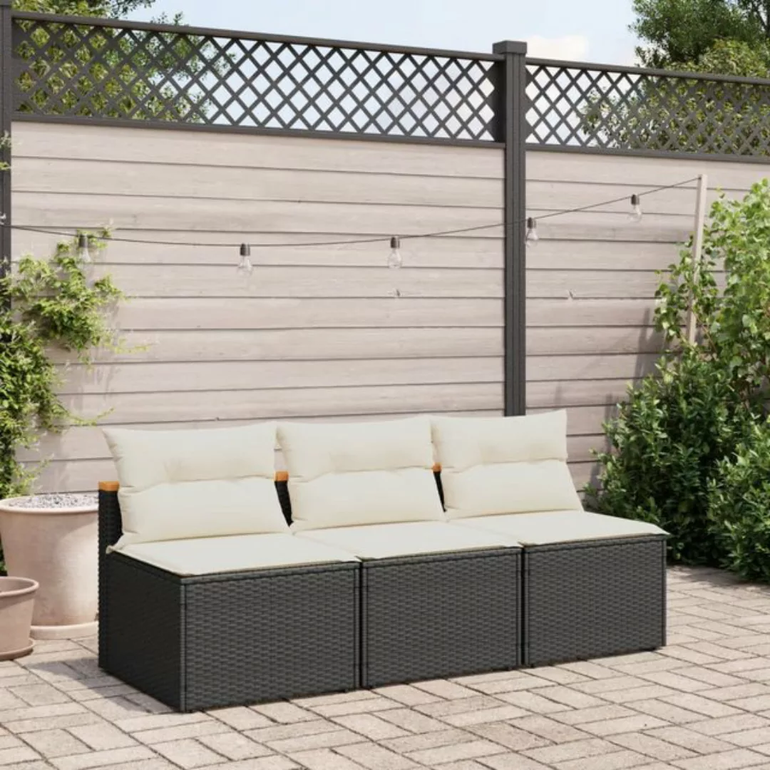 vidaXL Loungesofa Gartensofas ohne Armlehnen mit Kissen 2 Stk Schwarz Poly günstig online kaufen