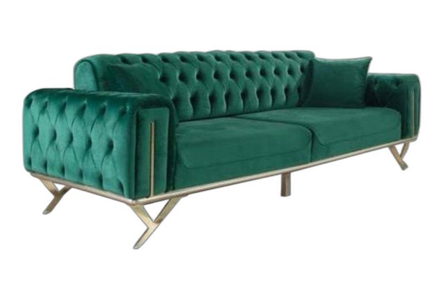 Xlmoebel Sofa Grüne Chesterfield Sofa Dreisitzer Sitzkissen Möbiliar, 1 Tei günstig online kaufen