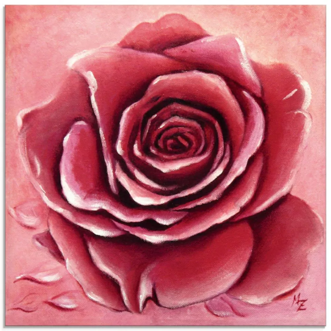 Artland Glasbild "Rote Rose handgemalt", Blumen, (1 St.), in verschiedenen günstig online kaufen