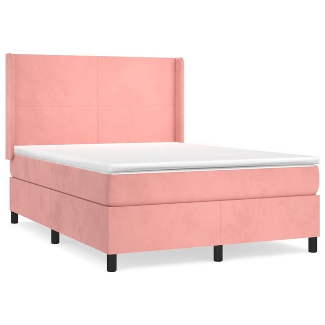 vidaXL Boxspringbett Boxspringbett mit Matratze Rosa 140x190 cm Samt Bett B günstig online kaufen