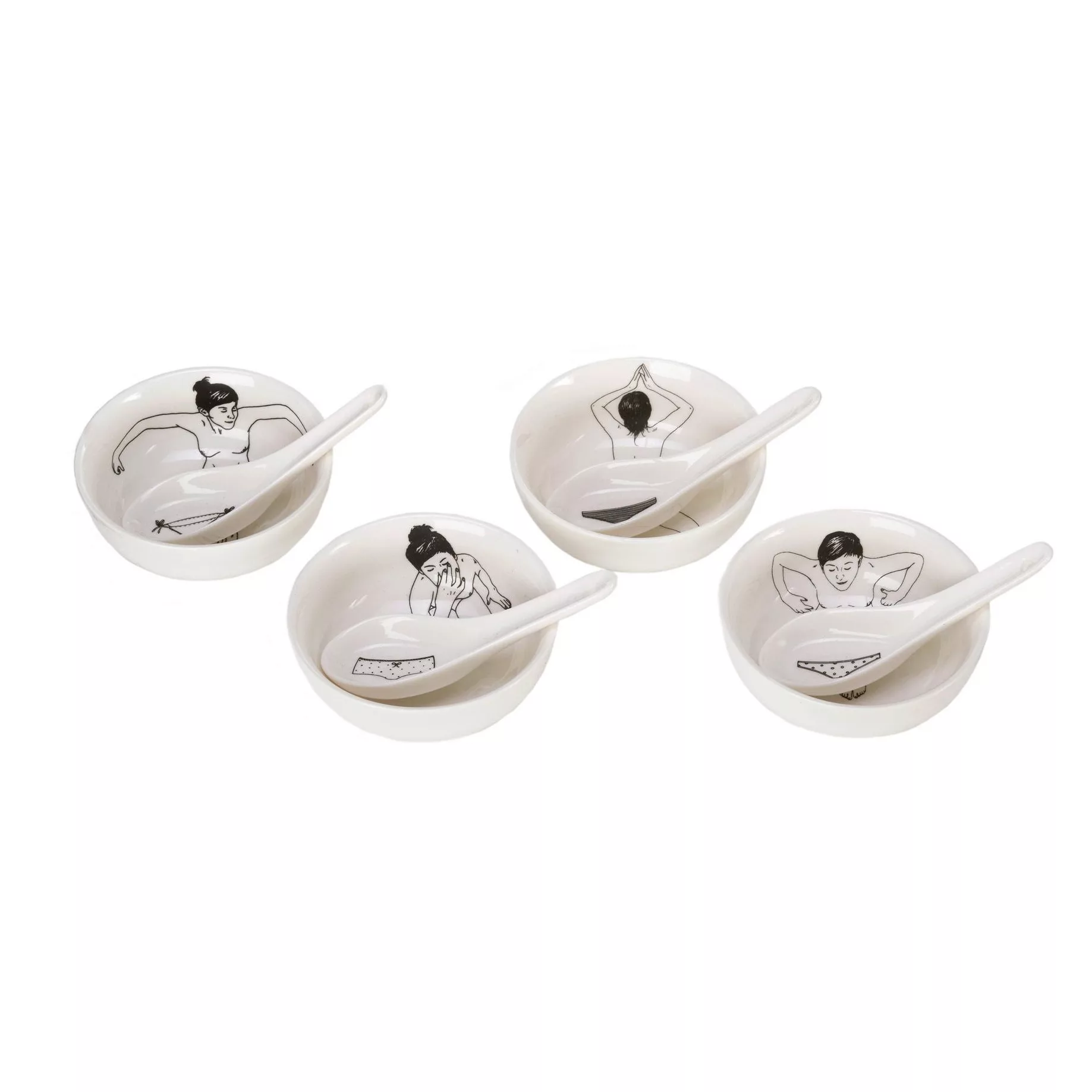 Take a bath Schale /Set mit 4 Schüsseln + 4 Löffeln - Pols Potten - Weiß günstig online kaufen